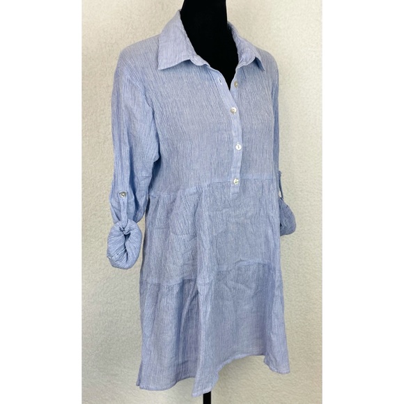 LOVE STITCH • Ocean Ave Tiered Striped Tunic, L - Picture 9 of 16